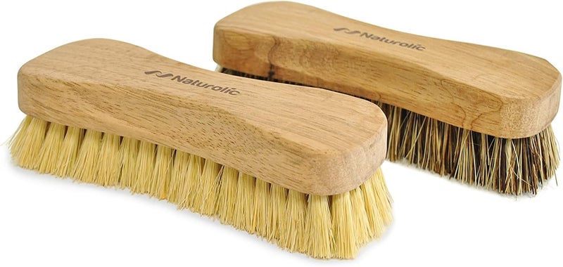 Naturolic All-Natural Wooden Scrub Brush Set | Wooden Handle | Tampico and Palmyra bristles | Eco Friendly Cleaning Products | Pack of 2 - Image 1